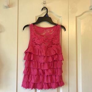 Abercrombie and Fitch Pink Ruffle Tank Top